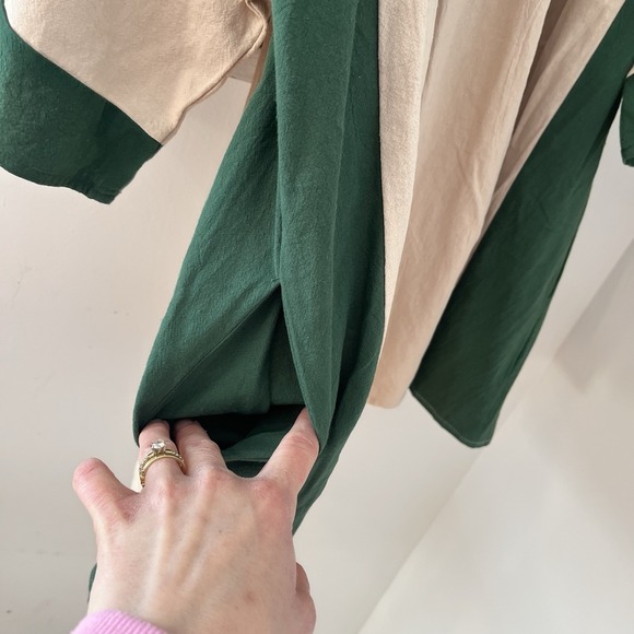 Veveret Linen Blend Babydoll Embroidered Boho Floral Patchwork Tunic Dress L - Picture 5 of 9